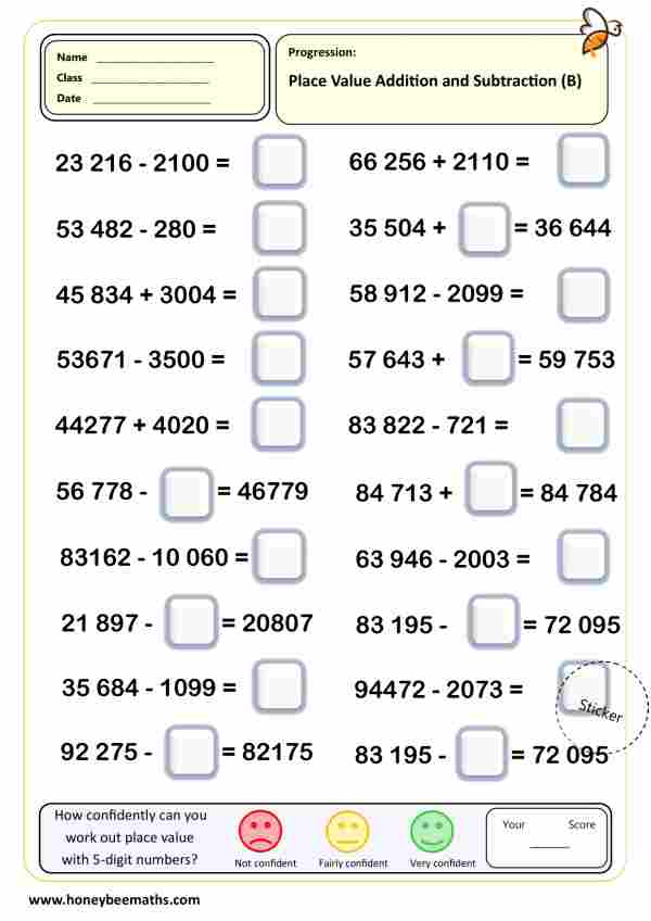 Place Value Addition and Subtraction (B)